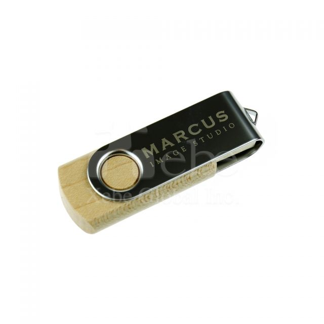 Spinning logo wooden USB 