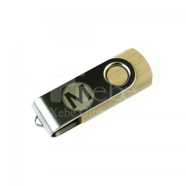 Spinning logo wooden USB 