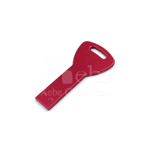 Key shaped red metal USB drive