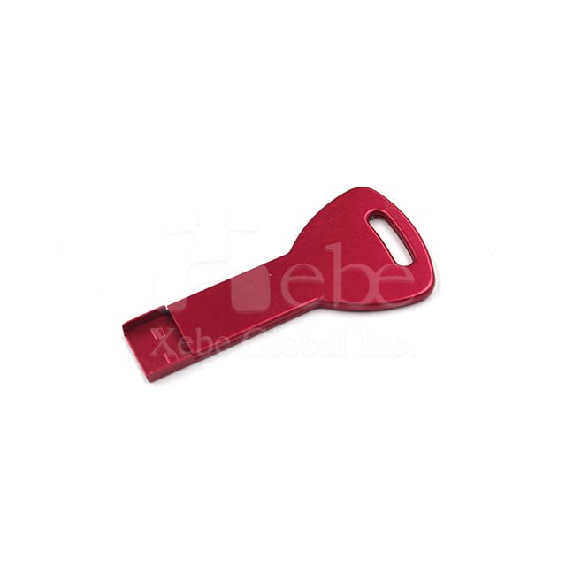 Key shaped red metal USB drive