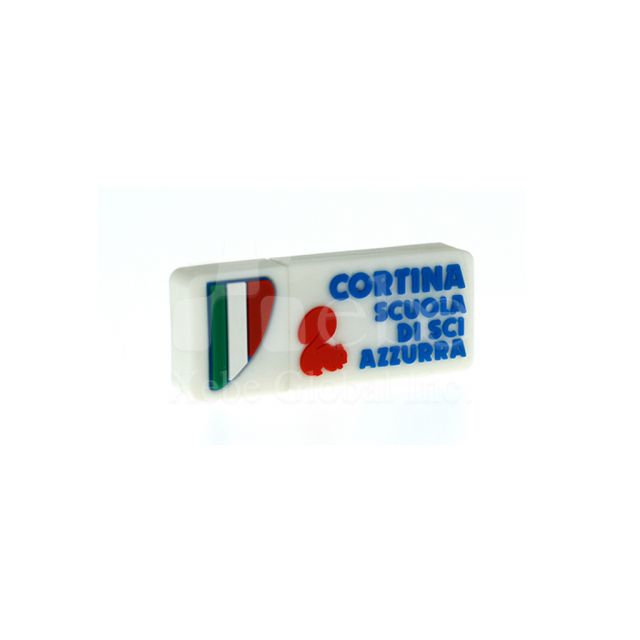 Closeup open custom logo USB