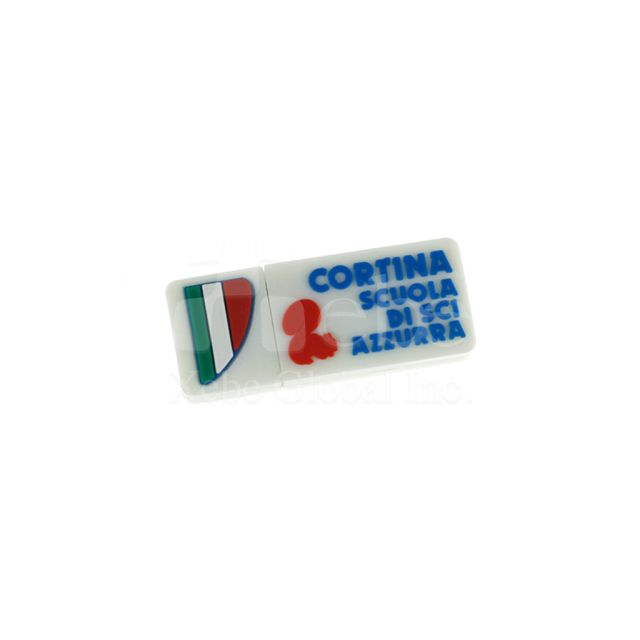 Closeup open custom logo USB