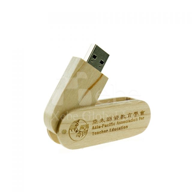 Rotating wooden USB drive 