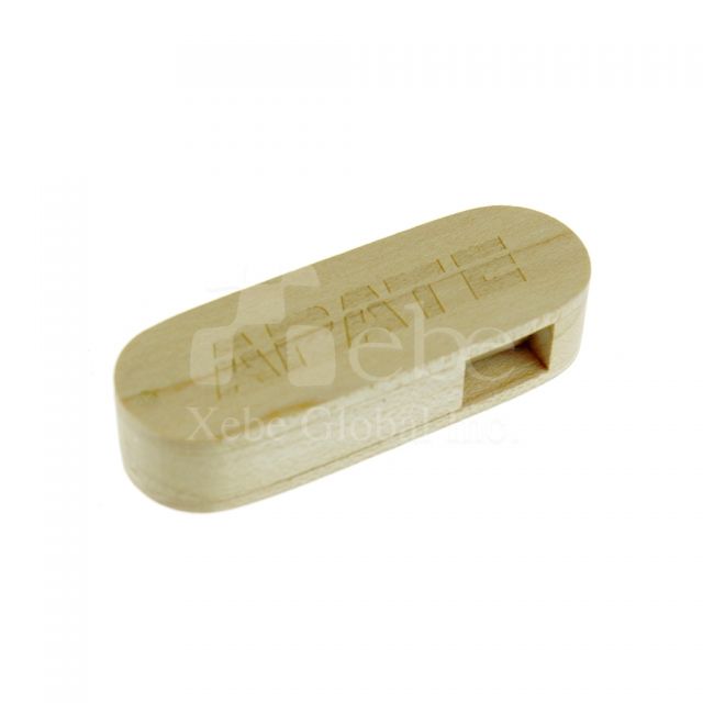 Rotating wooden USB drive 