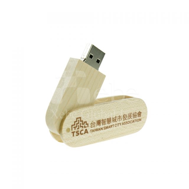 Custom wooden USB with slogan
