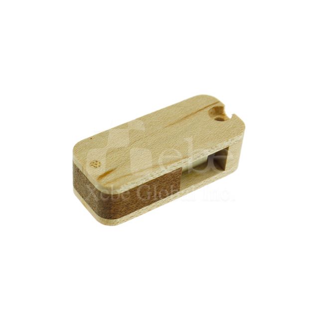 Retractable dark wooden USB