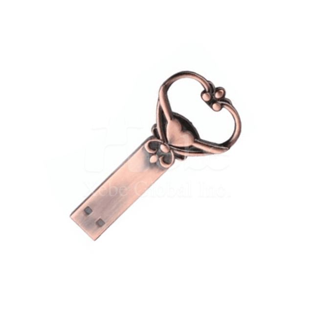 Double Heart Delicate Metal USB