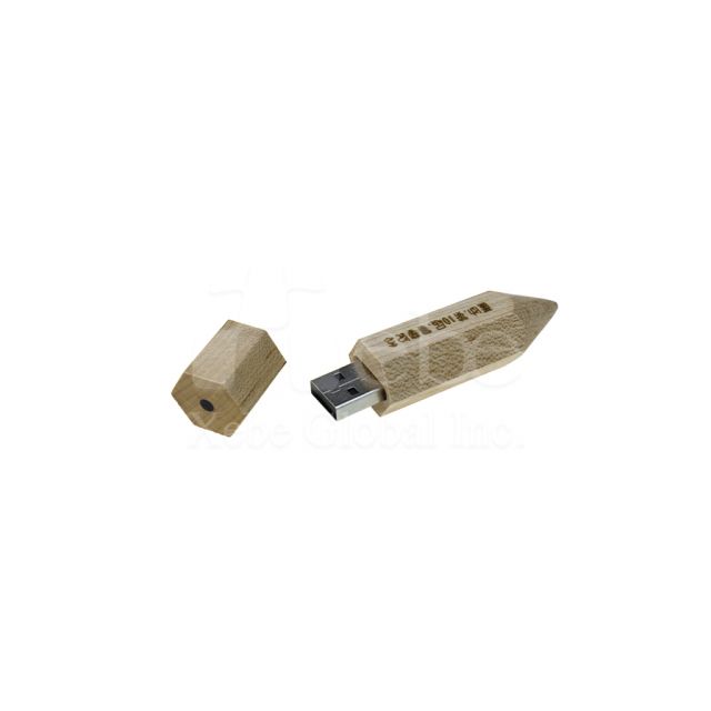 Wooden pencil shaped USB drive