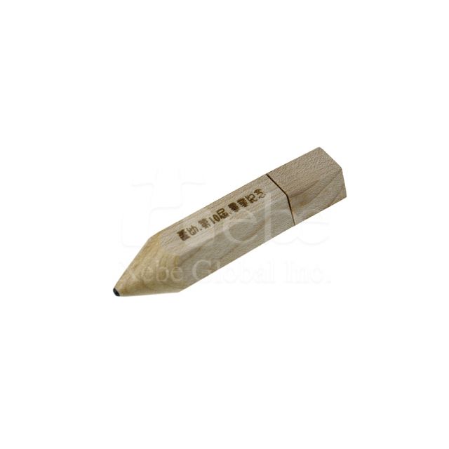 Wooden pencil shaped USB drive