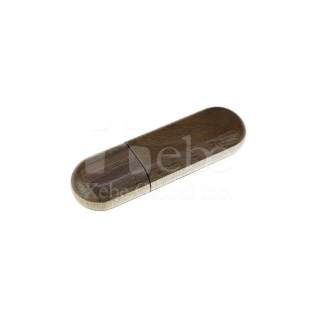 customized dark wood open top flash drive