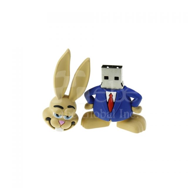 3D rabbit shape customized USB 
