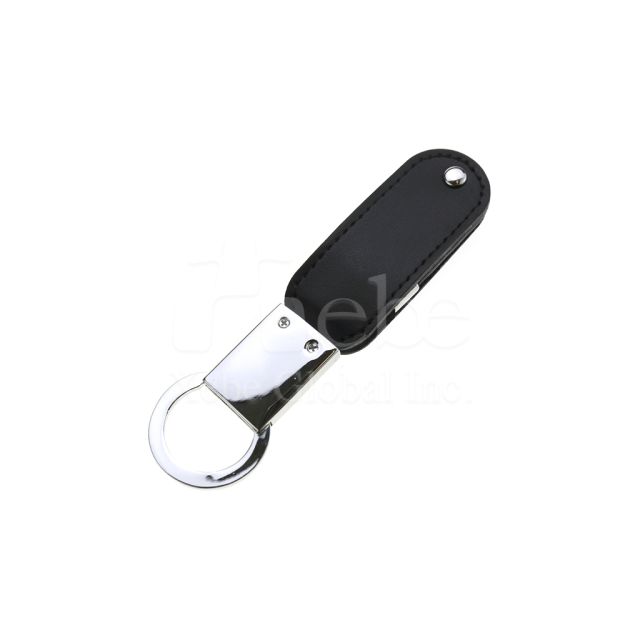 black leather USB key ring