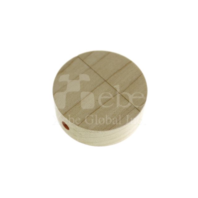 round wooden USB