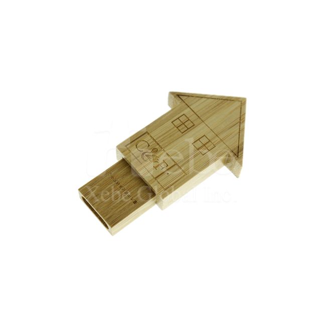 wooden house flash drive