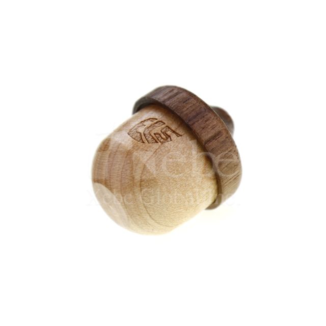 brown acorn wooden usb
