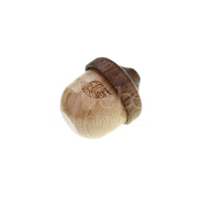brown acorn wooden usb