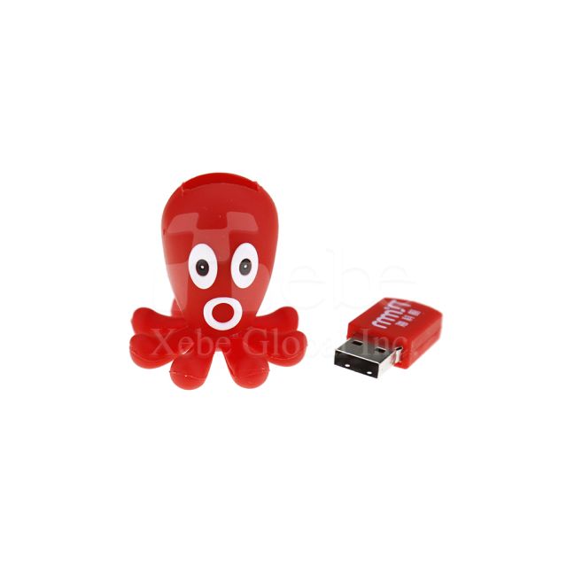 Red octopus customized flash drive