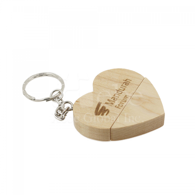 heart charm wooden usb