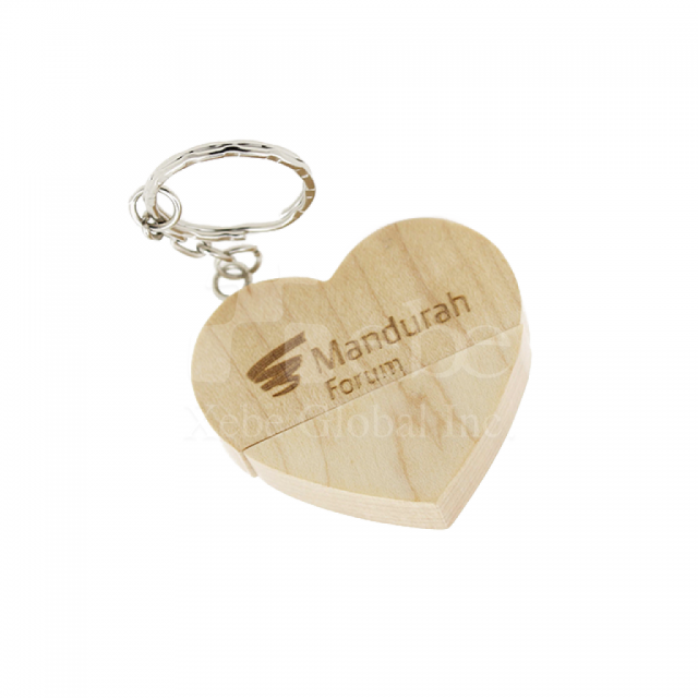 heart charm wooden usb