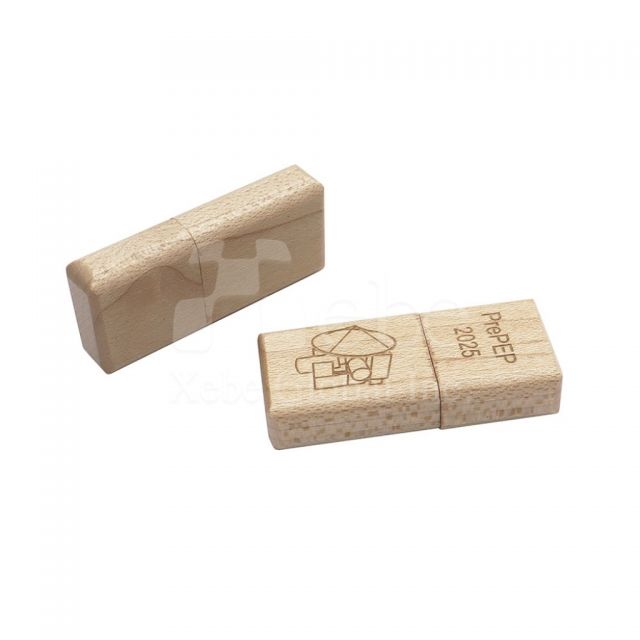 engraved design wooden flash drive