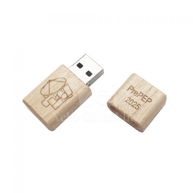 engraved design wooden flash drive