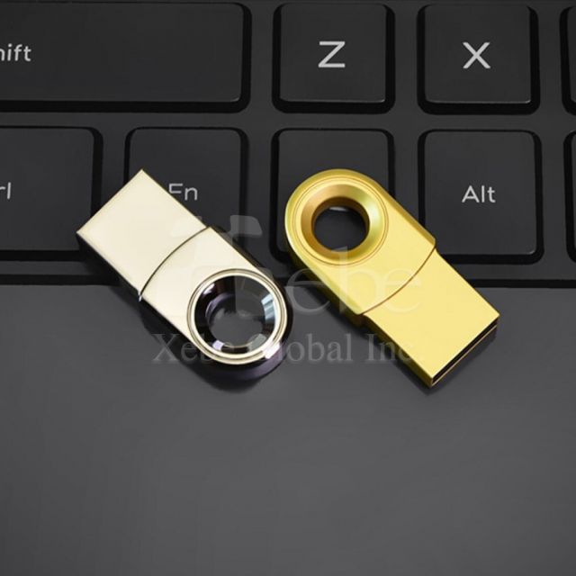 gold circle mini flash drive