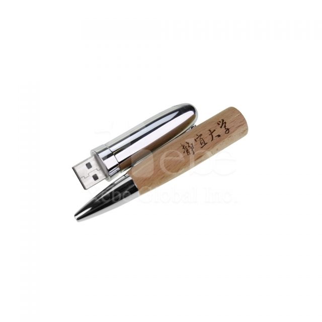 school wood grain ballpoint pen flash drive