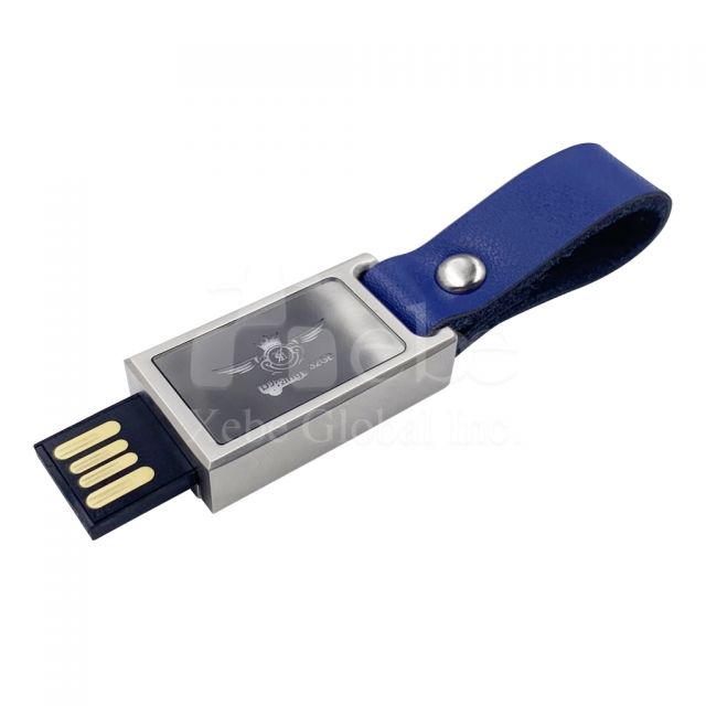 blue leather classic flash drive