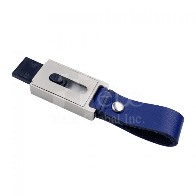 blue leather classic flash drive