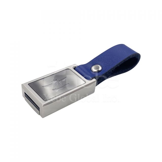 blue leather classic flash drive