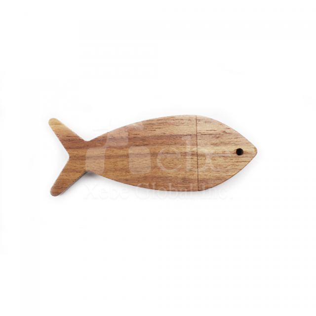 wooden fish shaped usb flash drive