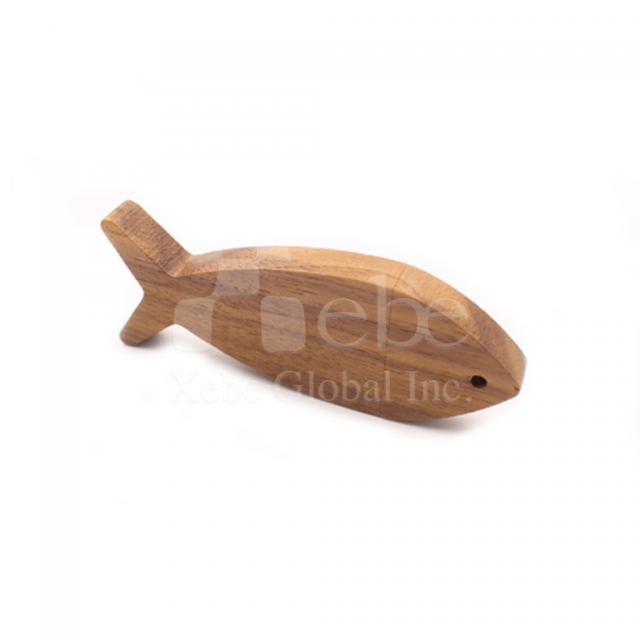 wooden fish shaped usb flash drive