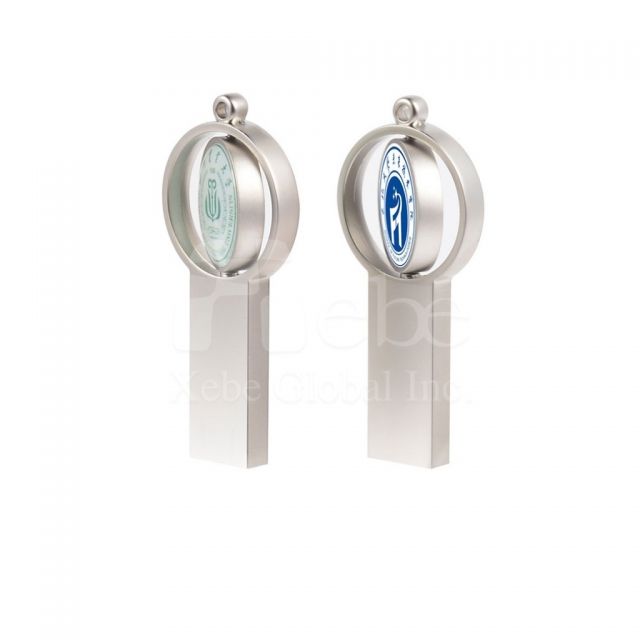 circular logo rotating metal flash drive