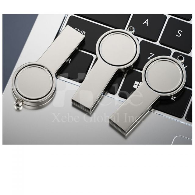 circular logo rotating metal flash drive