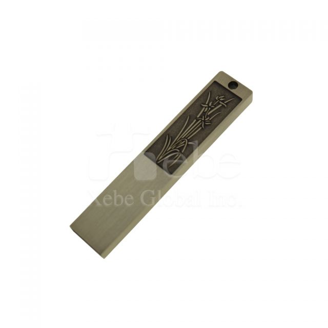 classic metal flash drive with plant pattern