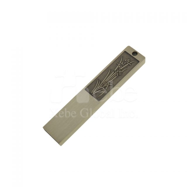 classic metal flash drive with plant pattern