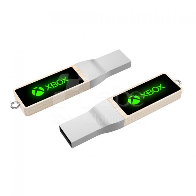 corporate luminous logo wooden flash drive