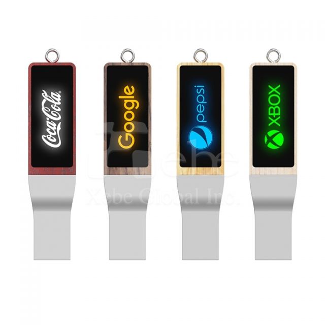 corporate luminous logo wooden flash drive