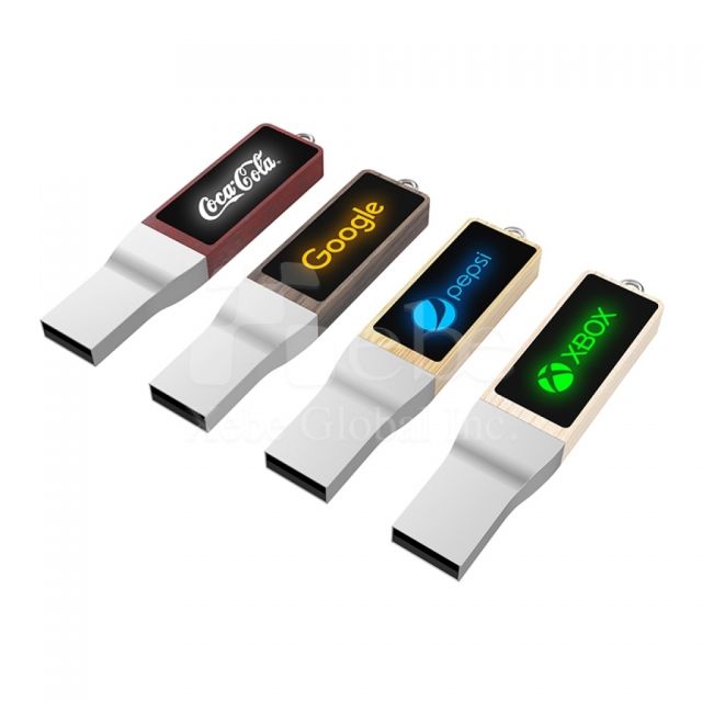 corporate luminous logo wooden flash drive