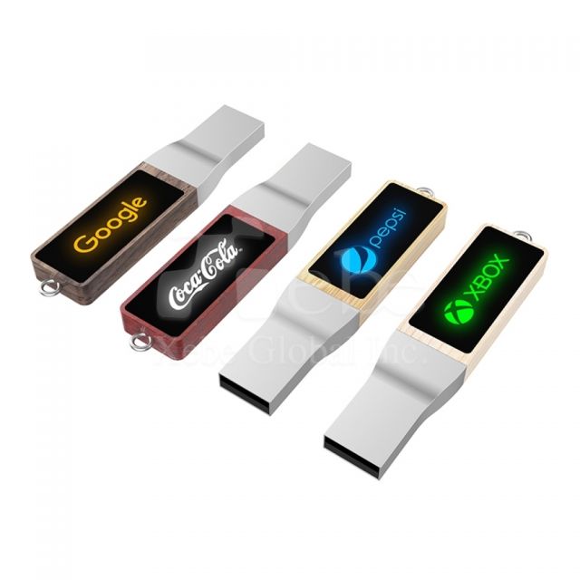 corporate luminous logo wooden flash drive