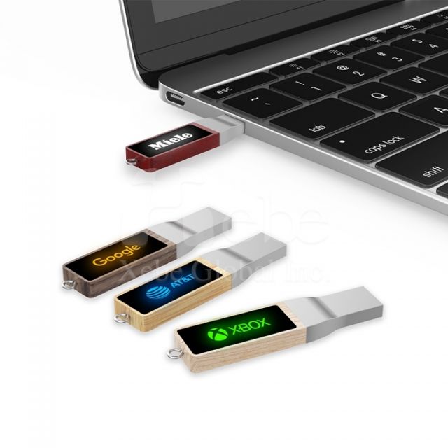 corporate luminous logo wooden flash drive