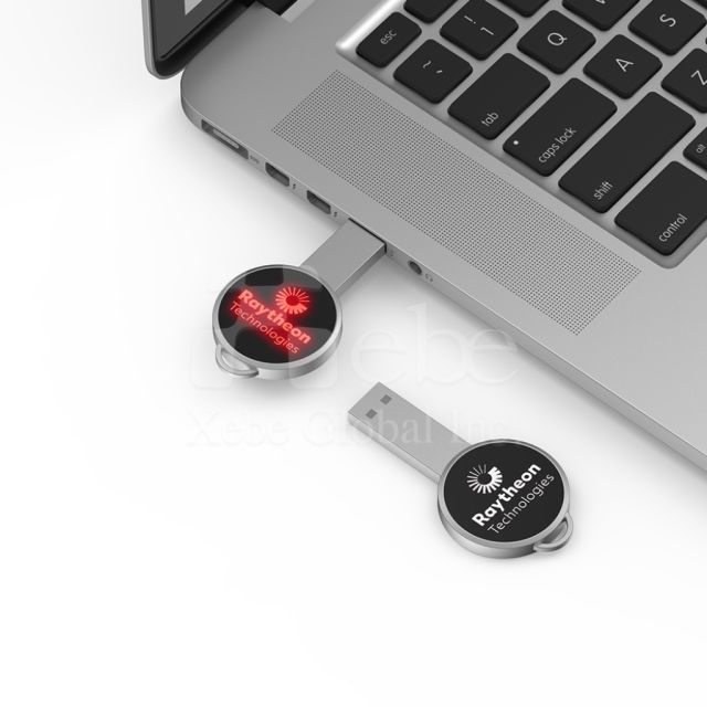 classic flash drive with a glowing keychain